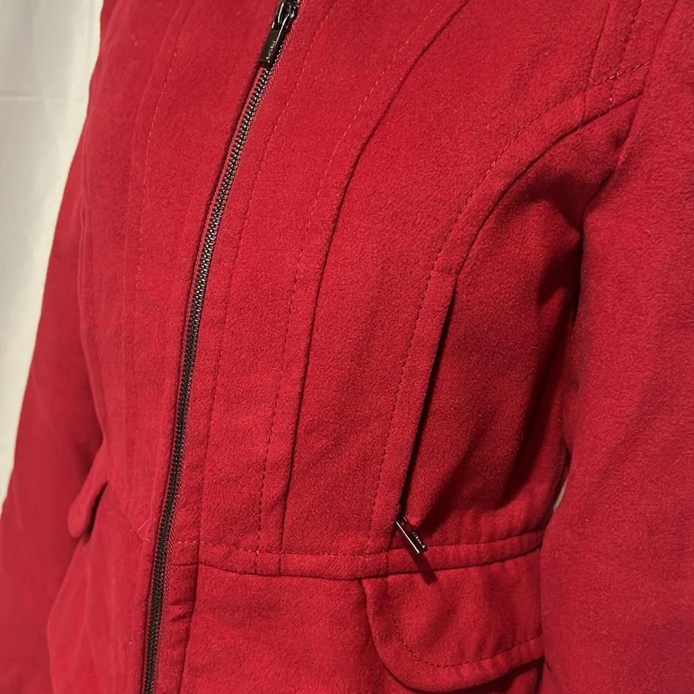 Express Red Collarless Jacket Blazer - image 2